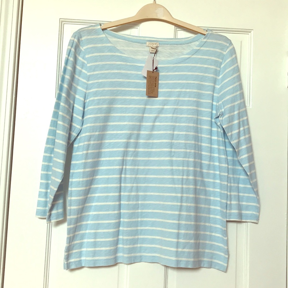 JCrew NWT quarter sleeve vintage wash striped tee